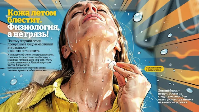 Кожа летом блестит. Физиология, а не грязь!